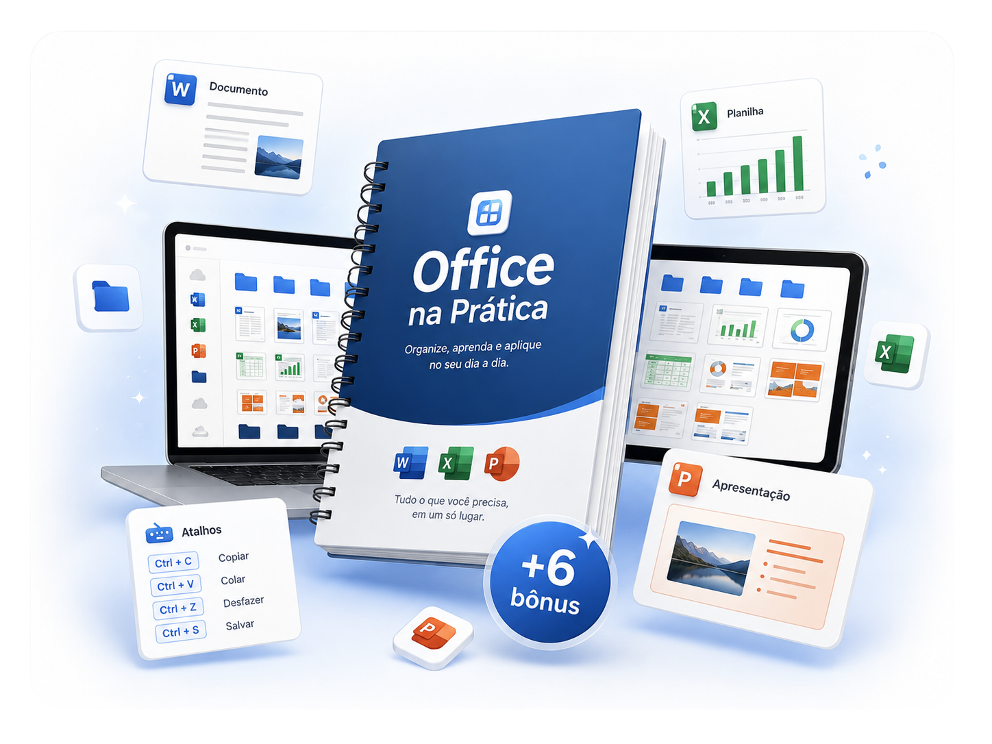Modelos de Word, Excel e PowerPoint organizados por pasta