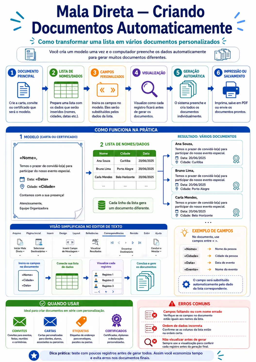 Mala direta — documentos automáticos