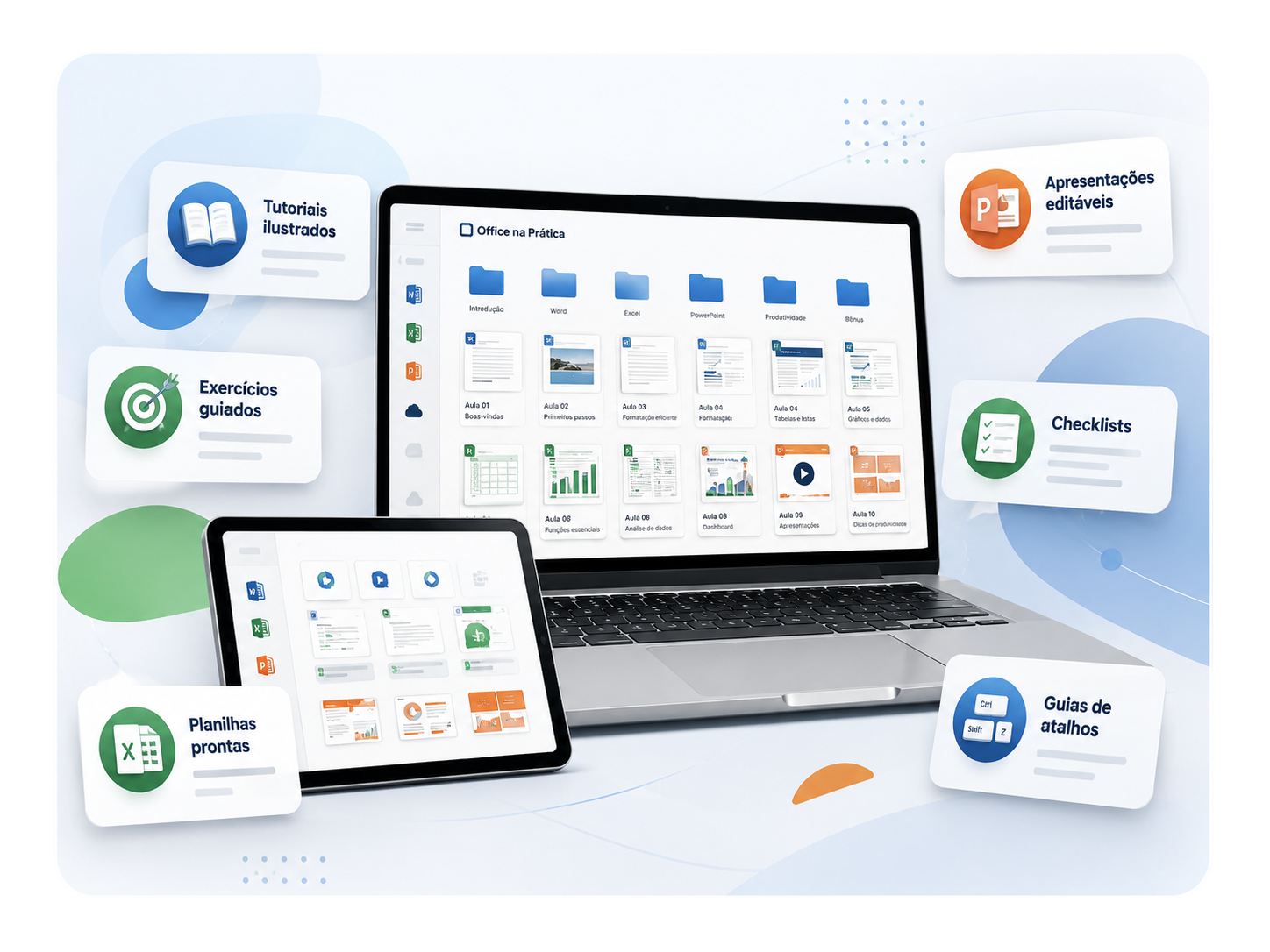 Biblioteca digital com modelos de Word, Excel e PowerPoint